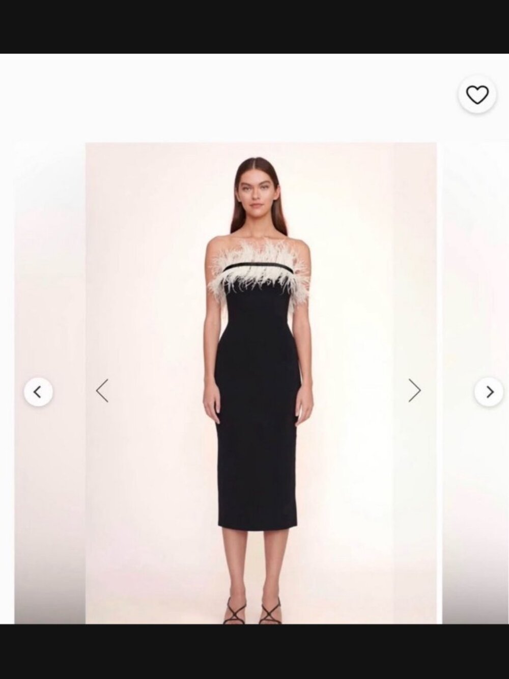STAUD Nellie Black Ivory Feather Midi Dress Size L